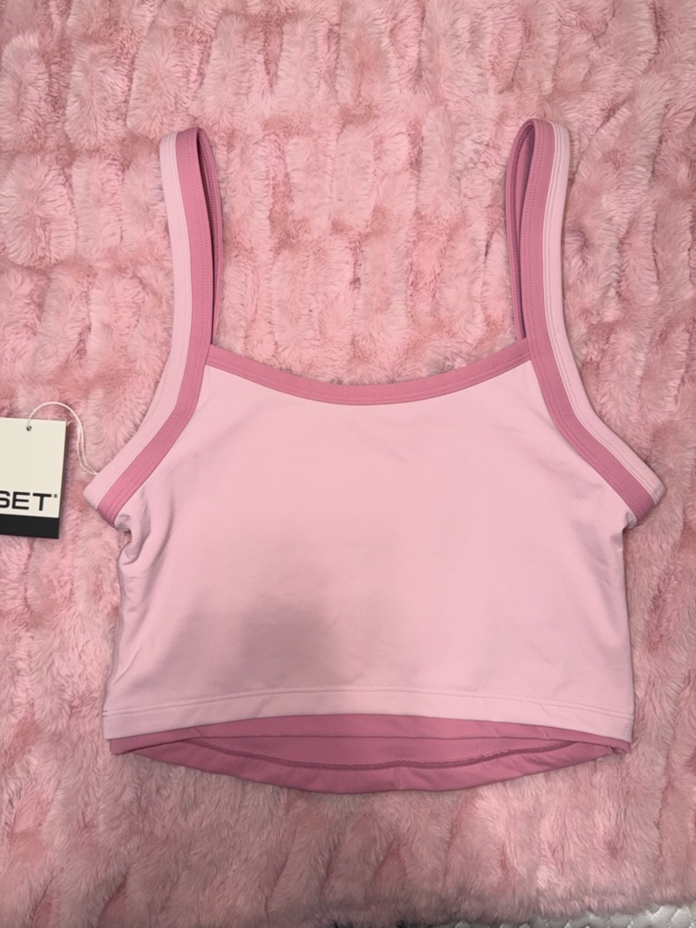 bloom Light Pink Crop Tank & High-Waist Biker Shorts Set - Picture 3 of 7